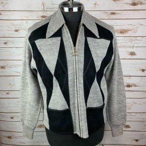 Vintage Rockabilly Mod Gray Zip Cardigan Sueded